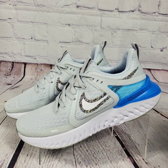 Nike Runing Shoes Womens Size 8 Wolf Grey Legend React 2 Swoosh Gym Work Out - Picture 4 of 8